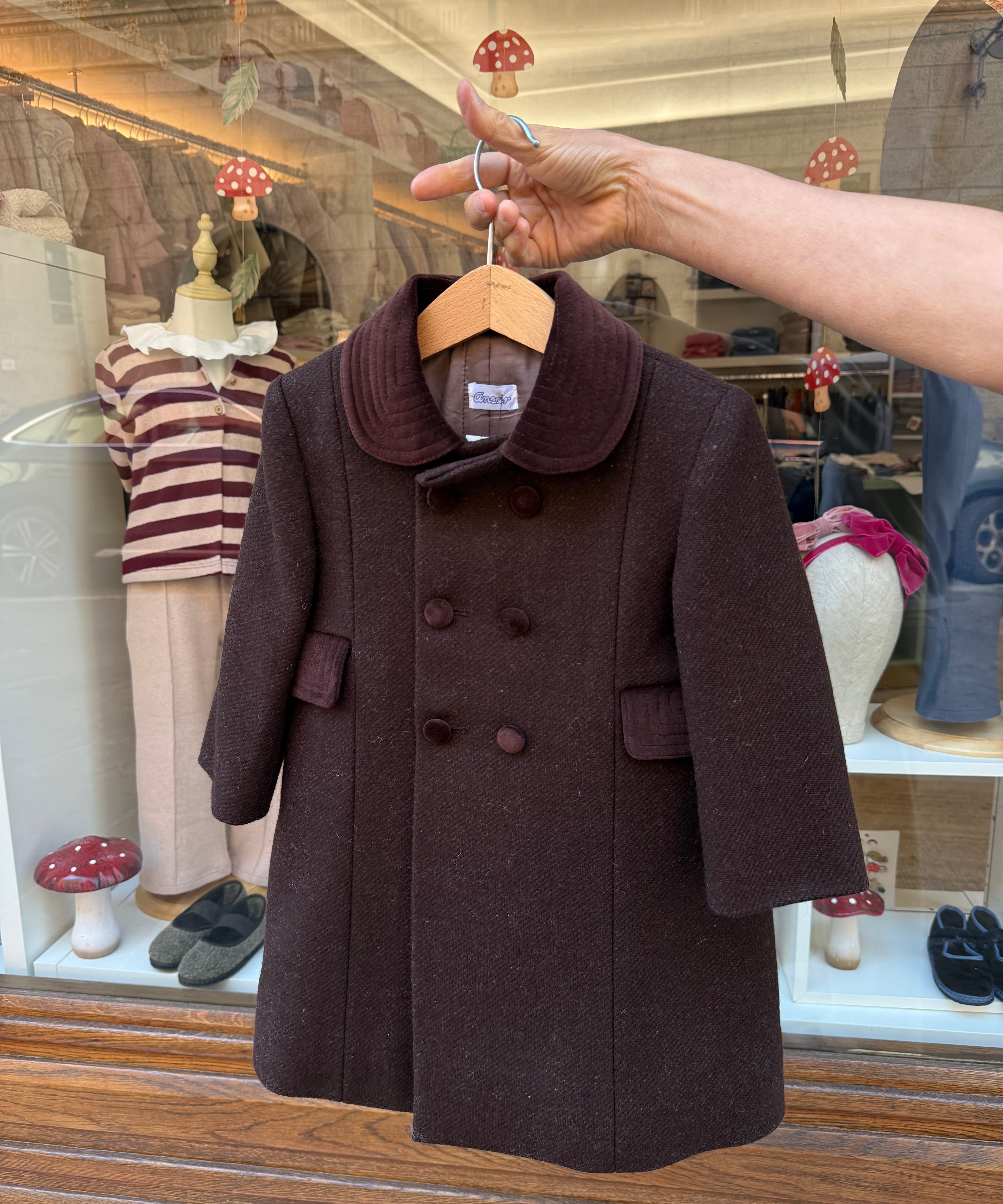 Cappotto doppio petto in lana cioccolato con imbottitura interna Ancar