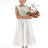 Abito ricamo smock plumetis bianco Mélanie Kidiwi 36261