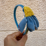 Cerchietto LAB Flower giallo e azzurro base azzurro