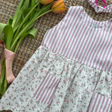 Abito LAB riga rosa e bianco + fantasia fiorellini