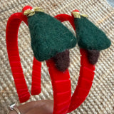 Cerchietto LAB rivestito in velluto con alberino di Natale