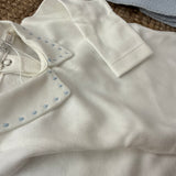 Body newborn colletto a punta ricamo azzurro DK120 DrKid