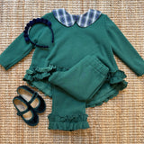 Completo LAB felpato verde con colletto tartan