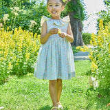 Abito ricamo smock fiori giallo Mélina Kidiwi 36141