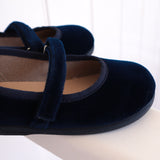 Scarpe ballerine in velluto blu con strap 11351