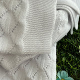 Coperta newborn bianco lavorazione rombi Mi Lucero x LA NUVOLA LAB I26127