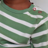 23TSHBBA Milk and Green Striped T-Shirt