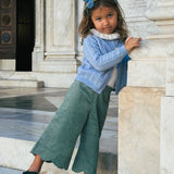 Pantalone palazzo con cappe velluto a coste verde La Mascot 562108362