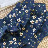 Gonna balze LAB velluto a costine stampa fiori base blu