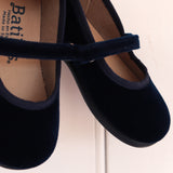 Scarpe ballerine in velluto blu con strap 11351