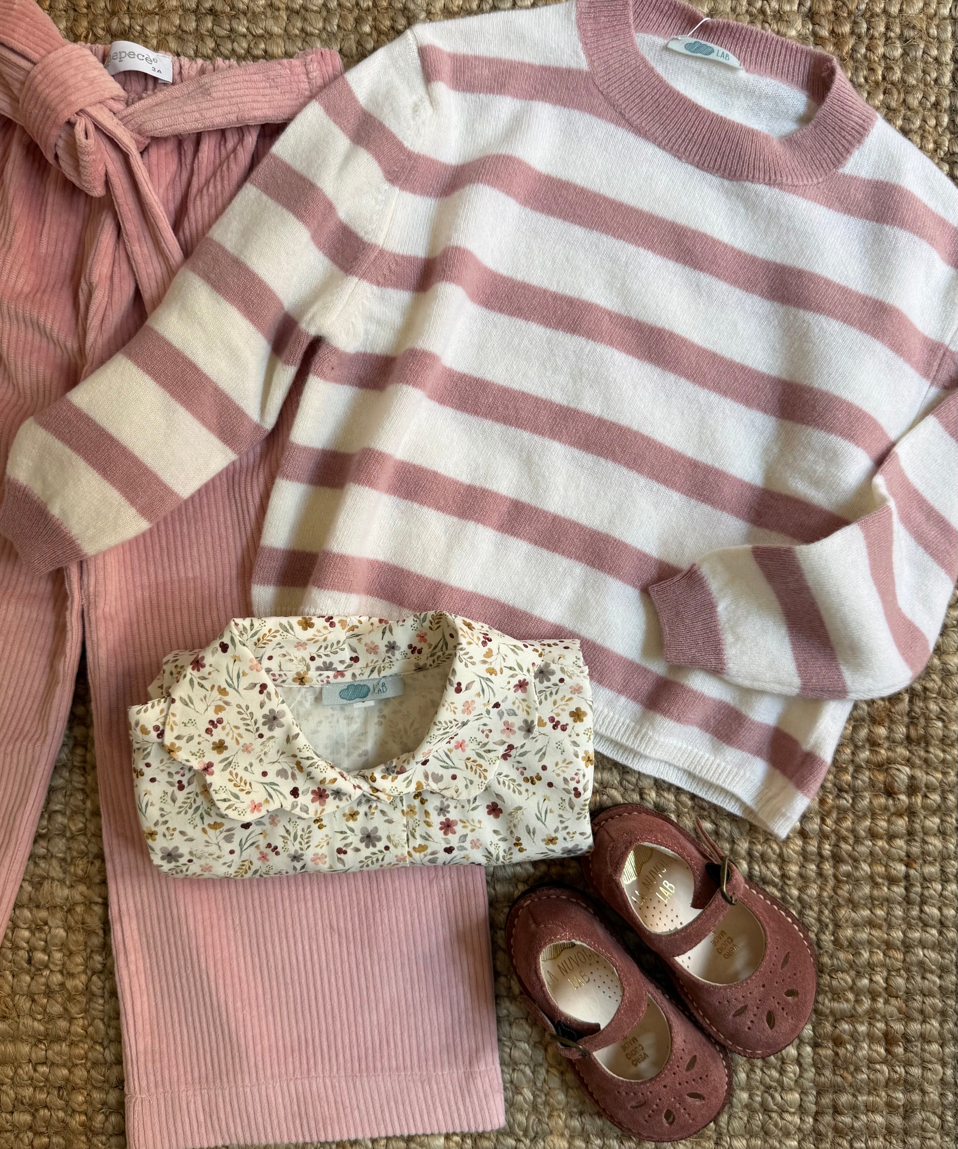 Pantalone palazzo velluto a coste rosa con cintura nodo 5320 Pepecè