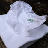 Polo LAB bianco con colletto frill profilato in sangallo