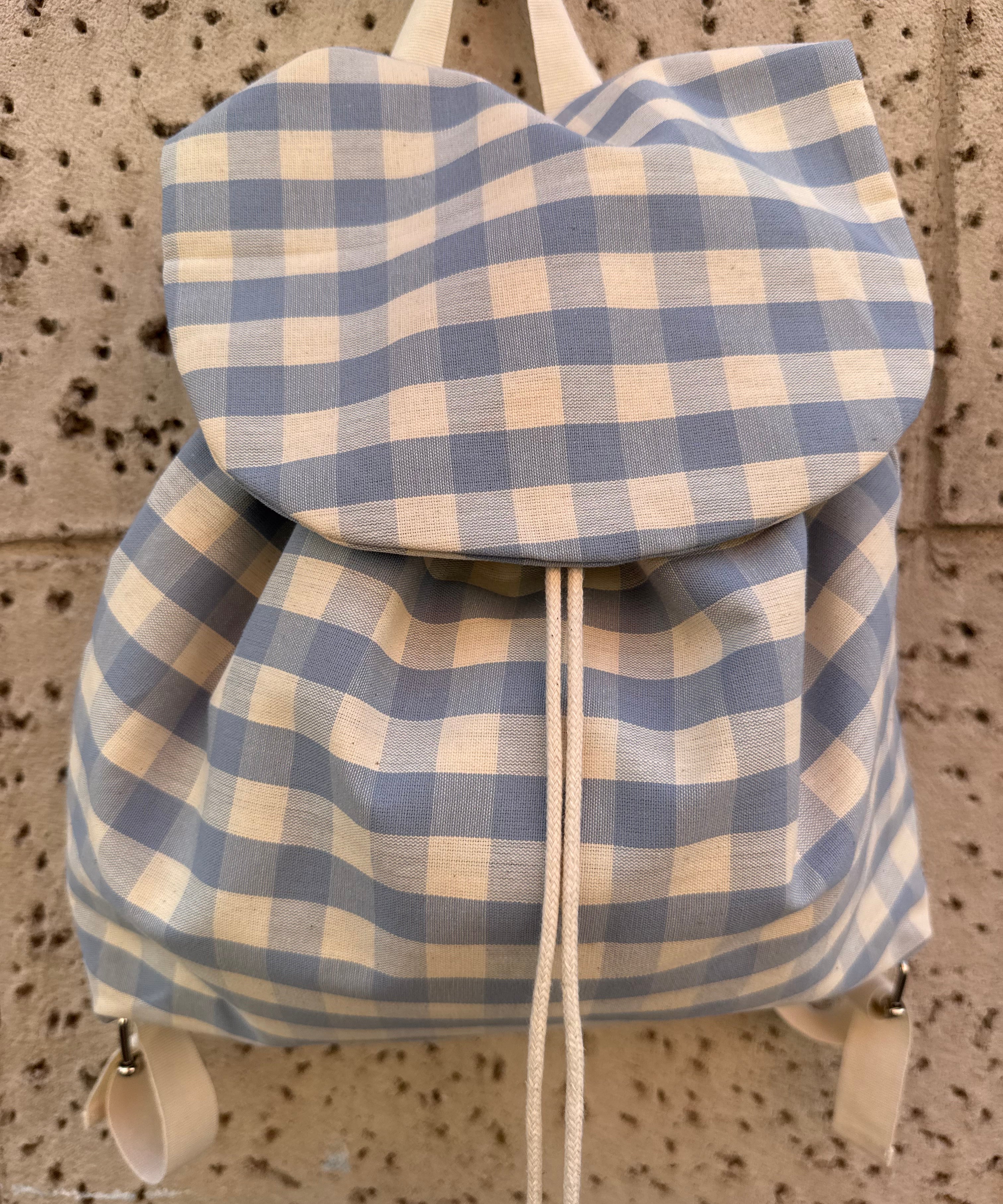 Zainetto LAB maxi vichy azzurro e burro