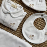 Cappellino cavallino a dondolo ricamato dettagli azzurro RH252M Baby Gi