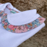 Polo Flora LAB long sleeve round collar finished with pink flower frill