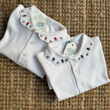 Polo LAB Giulia colletto piquet ricamo fiori rosso