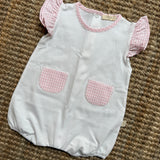 Pagliaccetto dettagli vichy bianco e rosa HS45G Baby Gi