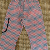 Pantalone Luisa LAB micro vichy rosso blu e bianco con tasca rifinita da serpentina