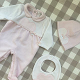 Tutina bianco e rosa con cuore DBI25116