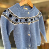 Cardigan azzurro disegno jaquard misto cashmere Malvi F26I102GFLL