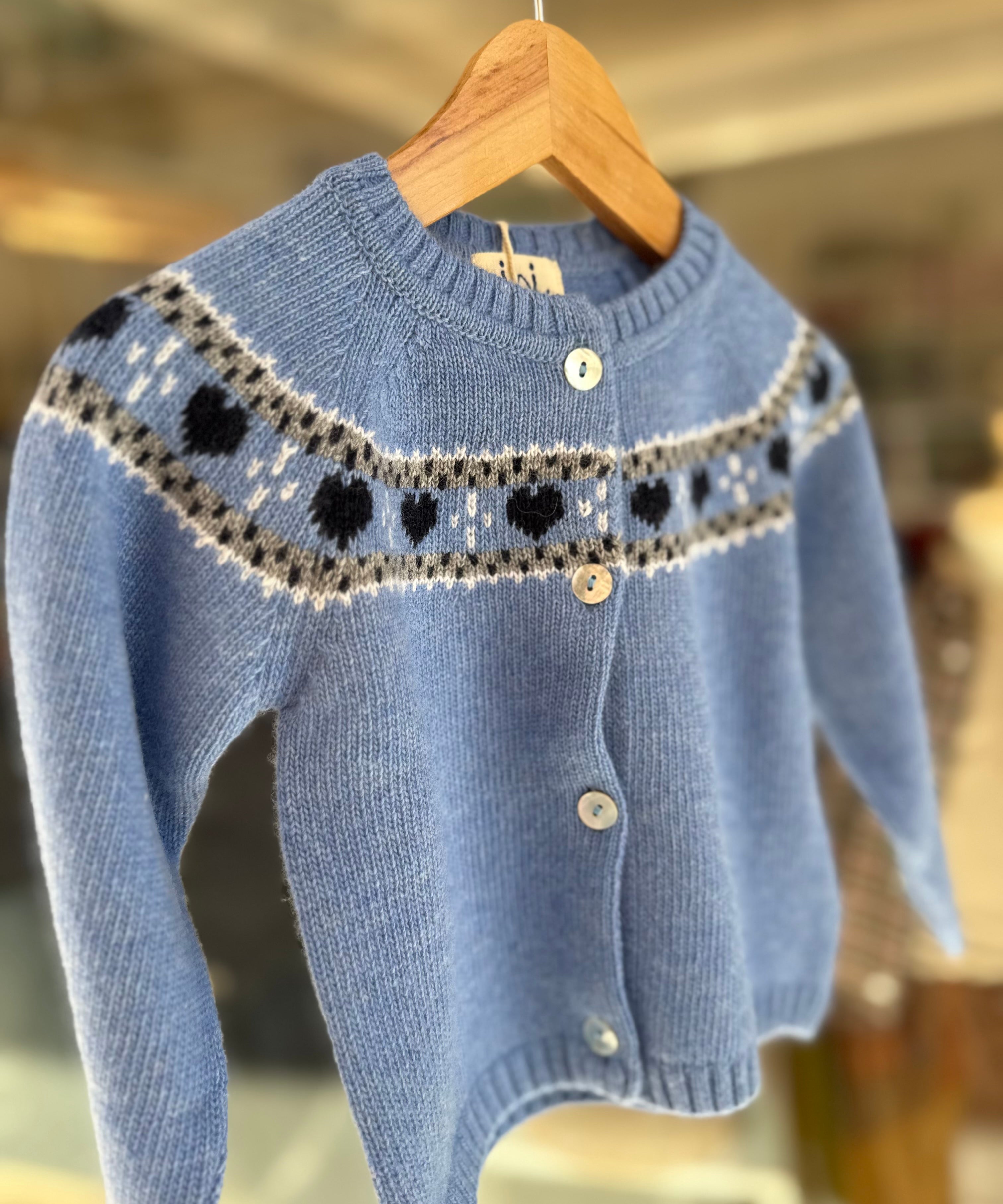 Cardigan azzurro disegno jaquard misto cashmere Malvi F26I102GFLL