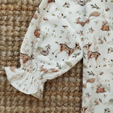 Camicetta LAB Clizia bosco con colletto petalo a manica lunga