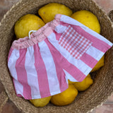 Costume boxer LAB in cotone rigoni rosa babol bianco dettagli righine