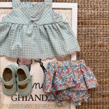Completo top quadretto + bloomers fiorellini Malibu Deolinda DBV26313