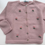 Cardigan rosa con ricamo a mano fiori Mi Lucero x LA NUVOLA LAB