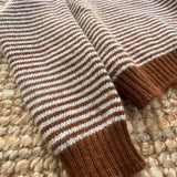 Maglione in lana merinos righe grigio e marrone Olliwool OWR