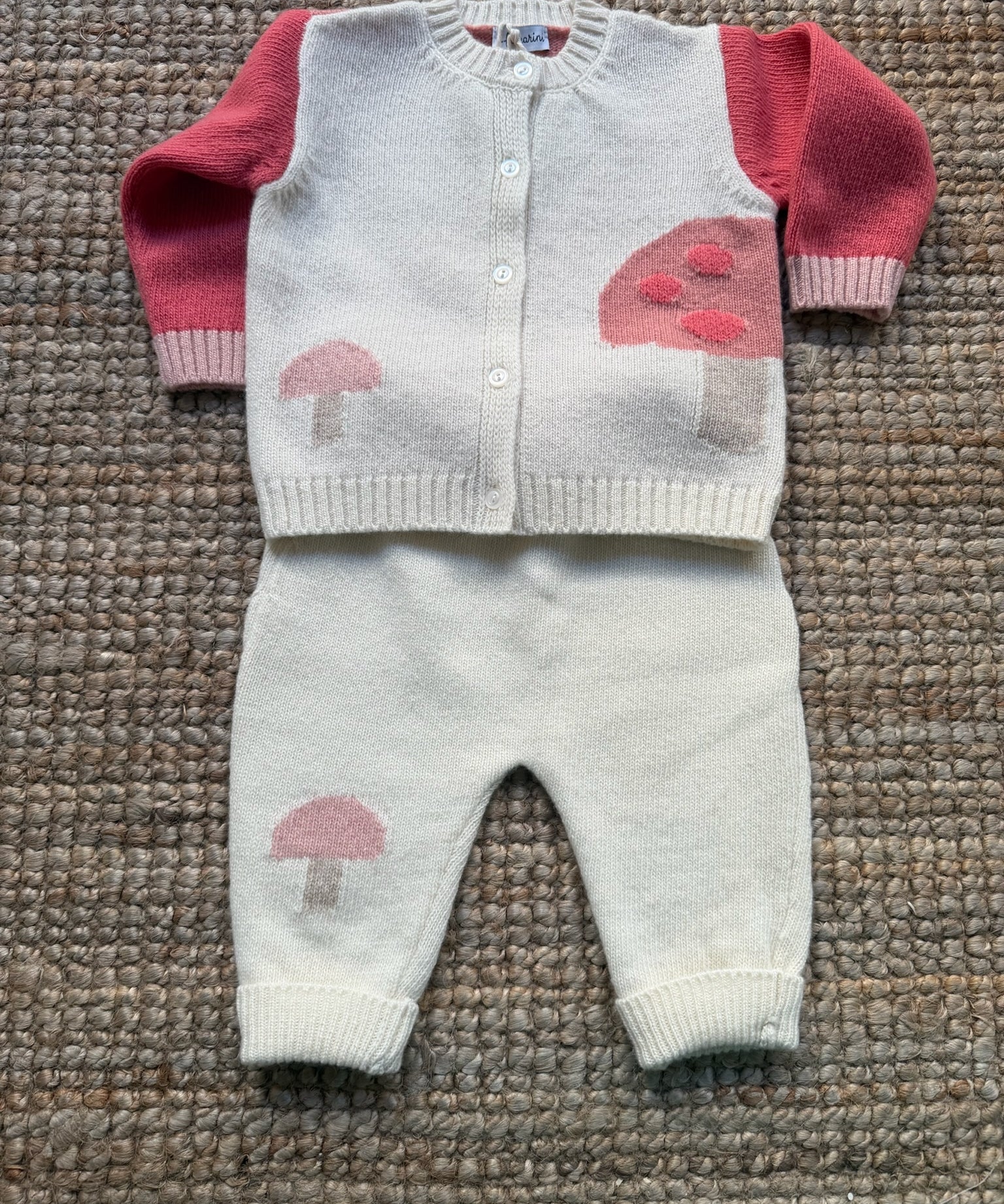 Completo cardigan e ghettine fungo intarsiato I Ferrarini 2511/402 2511/403