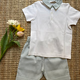 Completo polo e bermuda millerighe verde salvia La Mascot 55/1206012 55/2303602