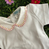 Body LAB newborn colletto ricamato rosa e giallo