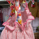 Costume LAB intero in cotone righine e fiocchi fiorellini