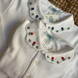 Polo LAB Giulia colletto piquet ricamo fiori rosso