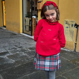 Maglioncino rosso collo frill ricamo autunno Mi Lucero x LA NUVOLA LAB I24113