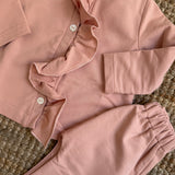 Completo LAB in felpa garzata rosa newborn