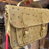 Borsa cartella media lime fantasia fiori con tracolla Naj-Oleari