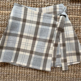 Gonna pantalone quadri marrone grigio e panna IN24106