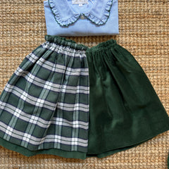 Gonna reversibile tartan e velluto verde Mariella Ferrari GNF6