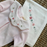 Copertina mussola newborn ricamo fiori fatto a mano