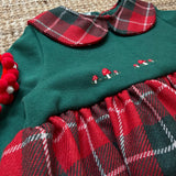 Abito LAB corpetto in felpa ricamato a mano con colletto e gonna tartan