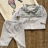 Tutina spezzato in ciniglia grigio dettaglio vichy IH55B BabyGi