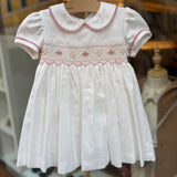 Abito cerimonia con ricamo punto smock rosa B9031 Tartaleta