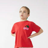 T-shirt mezza manica rossa con ciliegie 42403