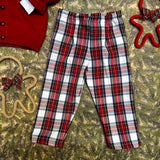 Pantalone LAB tartan bianco e rosso Massimo