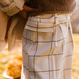 Cream and beige checked palazzo trousers GN25033