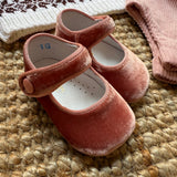 Scarpe ballerine bebè velour rosa A2501