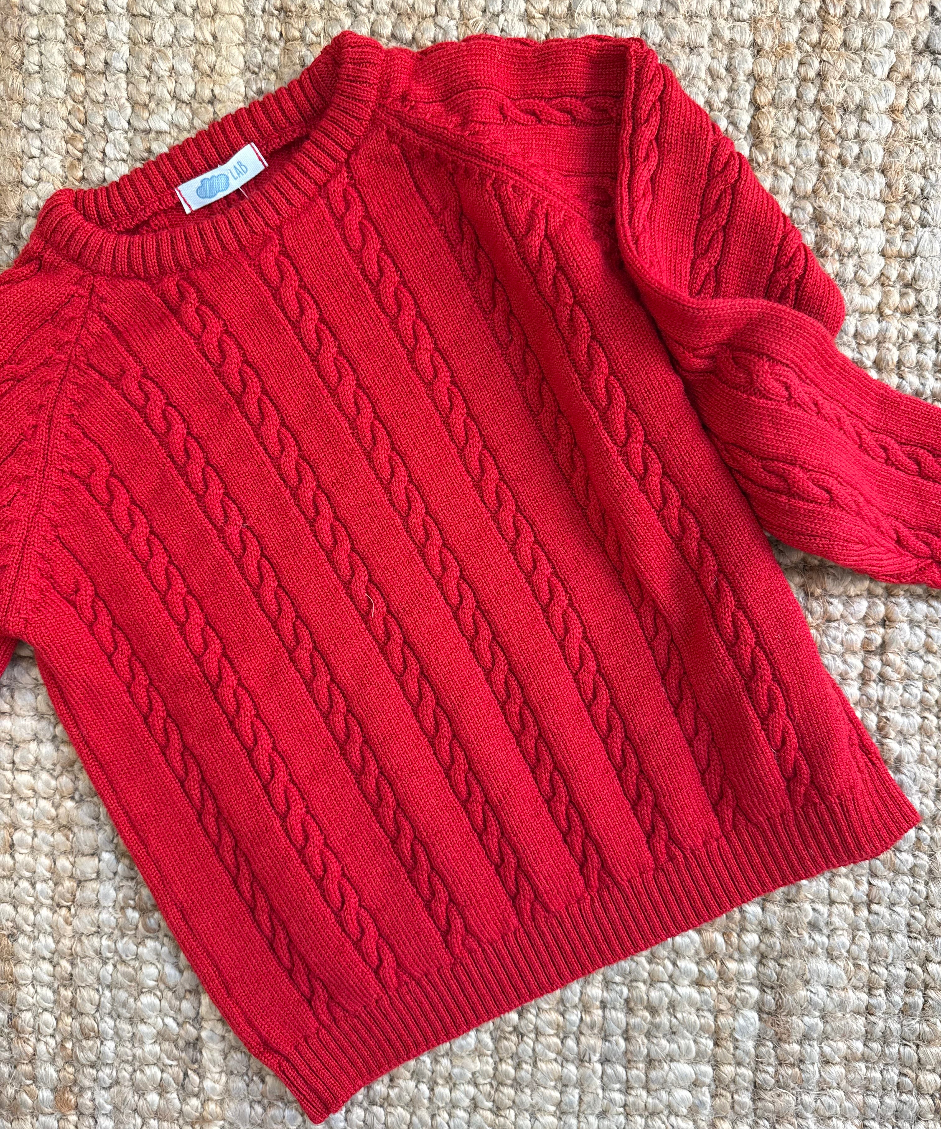 Maglioncino rosso girocollo trecce Mi Lucero x LA NUVOLA LAB 26310