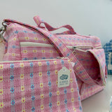Beauty pochette con manico LAB fiorellino rosa